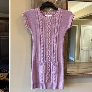 Sweater Dress Shrinking Violet Lavender Sparkly Cable Knit Girls 10 12